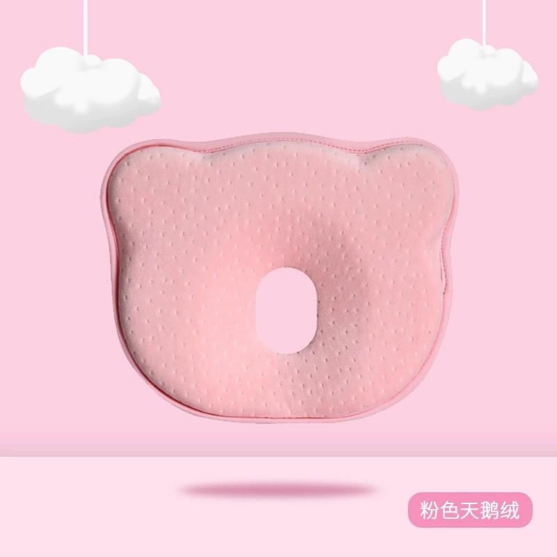 Baby Memory Foam Anti-Flat Head Pillow Newborns 0-12 Months Round Shape Cotton Cover Adjustable Sleep Support