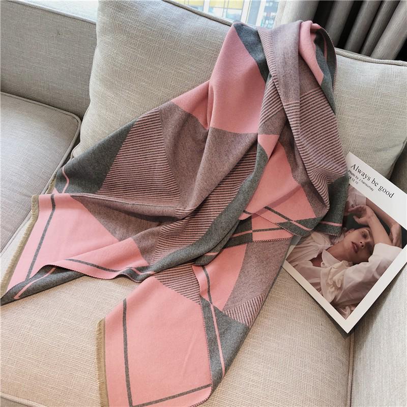 Korean-Style Houndstooth Faux Cashmere Scarf Shawl for Women - Thickened Double-Sided Winter Neck Warmer