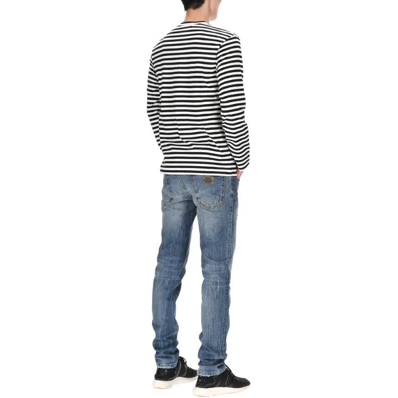 CDG play T-Shirts Men's Black Crew Neck AX-T164-051-1