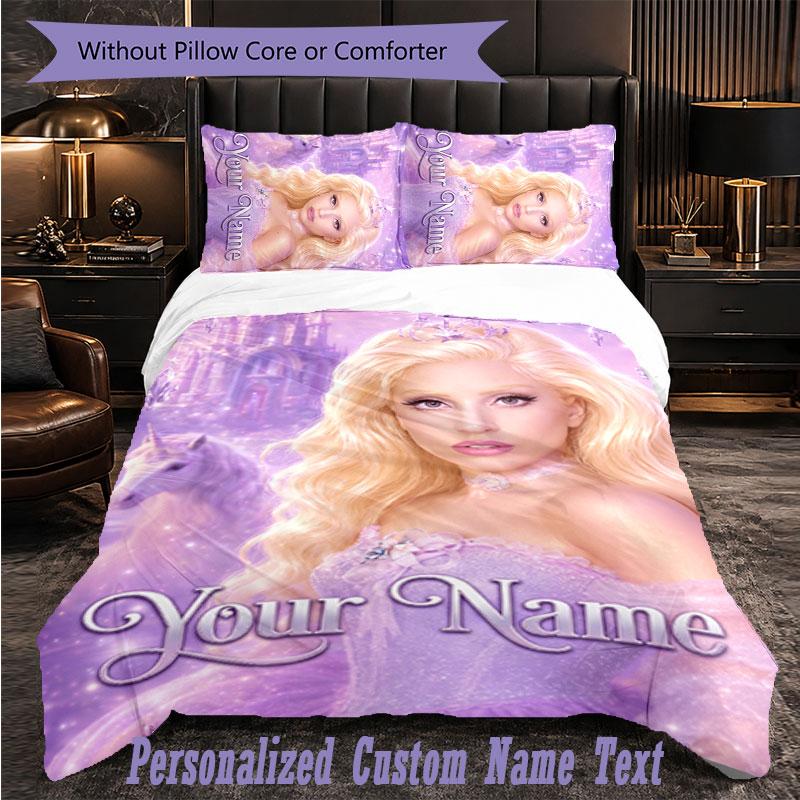 Personalized 3Pcs Bedding SetLady Gaga Custom Text Duvet Cover Pillowcase Set Bedroom Gift