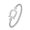 1Pcs  Charm Party Jewelry Silver Geometry Zircon Open Bangle Bracelet For Woman Man Wedding Engagement