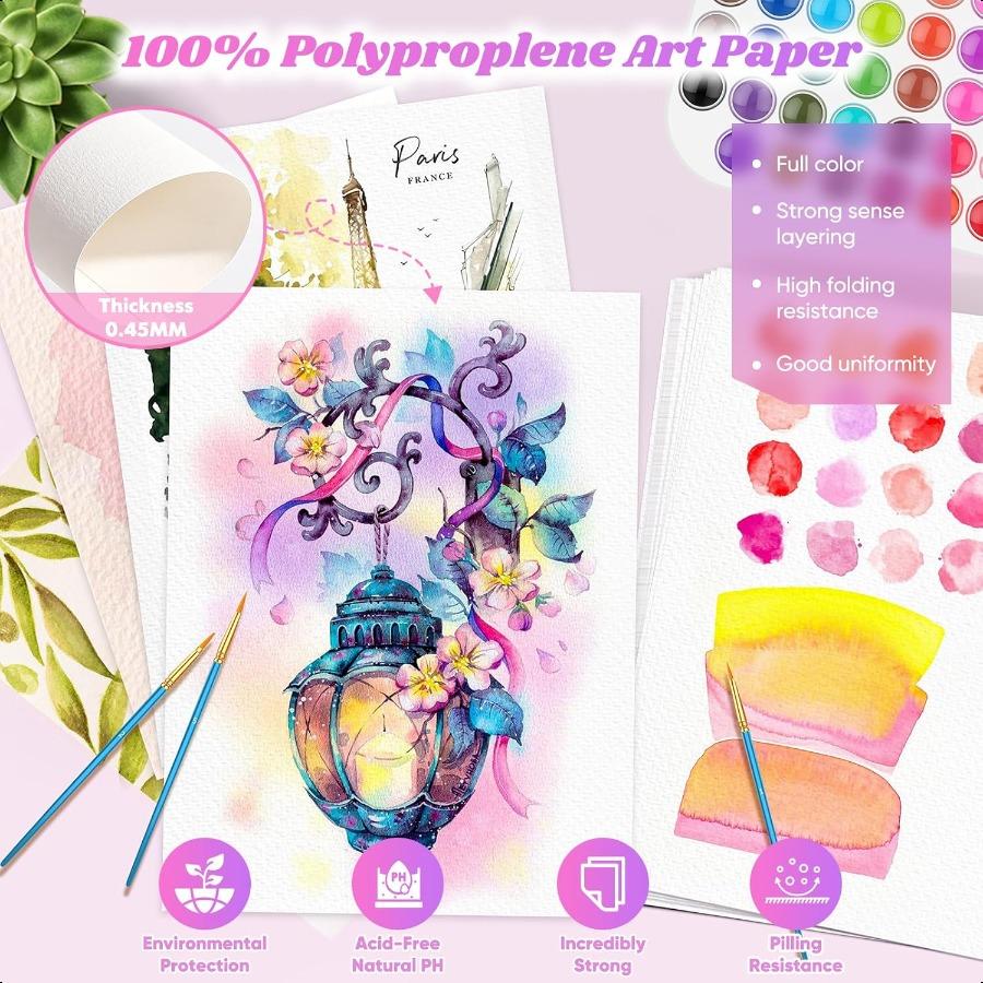 128 Sheets Watercolor Paper Easter Basket Stuffers 8.5x11 Cold Pr Water Color Paper 140lb 300gsm Artist Sketch Easel Acrylic Pa