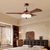Mid-Century Walnut Fan Light Chandelier for Bedroom/Living Room