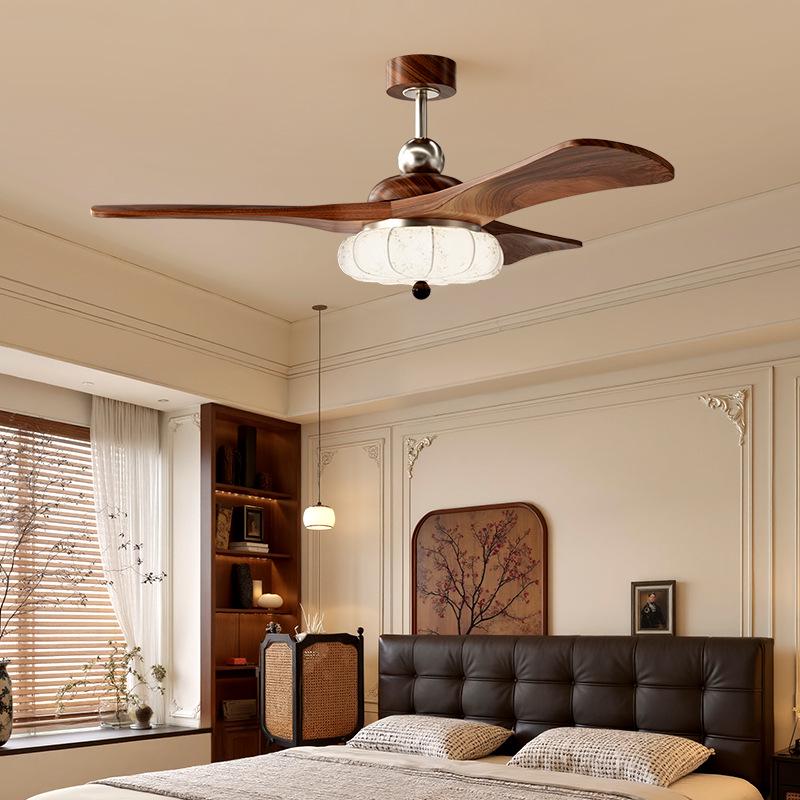 Mid-Century Walnut Fan Light Chandelier for Bedroom/Living Room