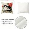 Vintage Peony & Tuxedo Cat Throw Pillow Covers Pattern Cushion Cover Suitable For Sofa Bedroom Car Pillow Cover