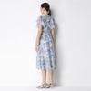 Vintage High-End O-Neck Short Sleeve Ruffle Lace Hollow Out Dress for Women's Summer Slim Elegant Long Dress Female Clothing
