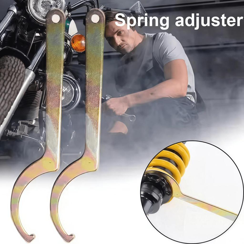 Upgraded Motorcycle Shock Adjustment Spanner Wrench, Heavy Duty Spring Adjuster Tool, Rust-Proof High Strength Steel, Universal Fit