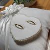 Cuscino Portafedi Nuziali Romantico Europeo Porta Fedi Nuziali Sposa Cuscino Decorazione con Nastro Fatto a Mano per Cerimonia Nuziale