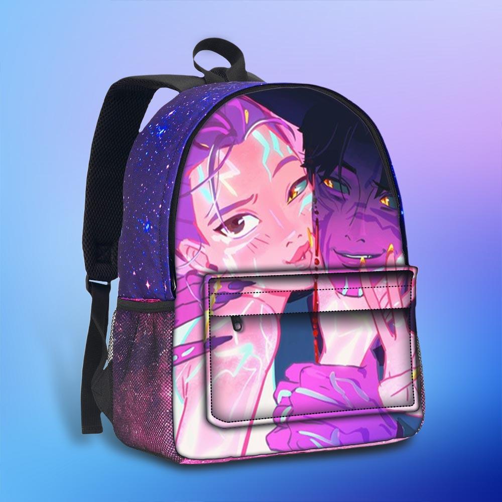 Rucsac Huntrix Kpop 3D Stereoscopic Cer Înstelat, Echipa de Vânătoare de Vrăjitoare, Rucsac Cer Înstelat de Mare Capacitate pentru Elevi de Școală Primară și Gimnazială CLE