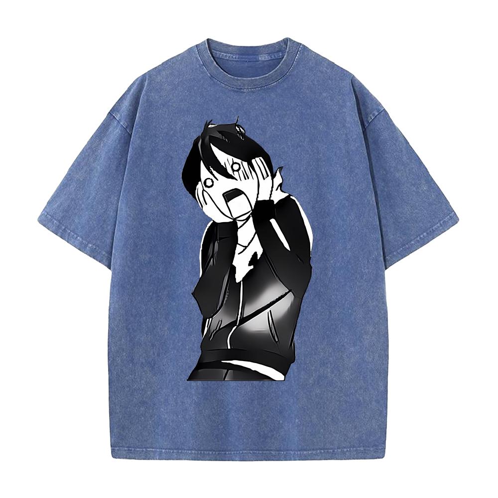 Anime Noragami Yato Funny Graphic T Shirt Men Women Washed Cotton Tshirts Vintage Casual Clothing Harajuku Oversized T-shirt S синий