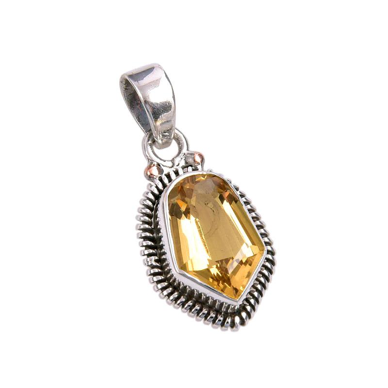 Natural Citrine Gemstone Handmade 925 Solid Sterling Silver Gift Pendant 1" B0l57
