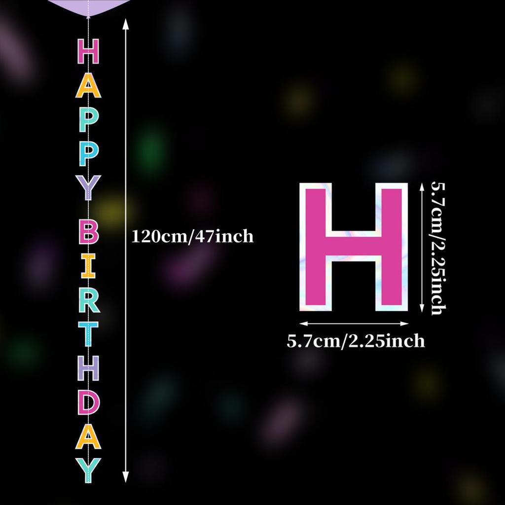 Ins Style Laser Happy Birthday Banner for Party Decorations