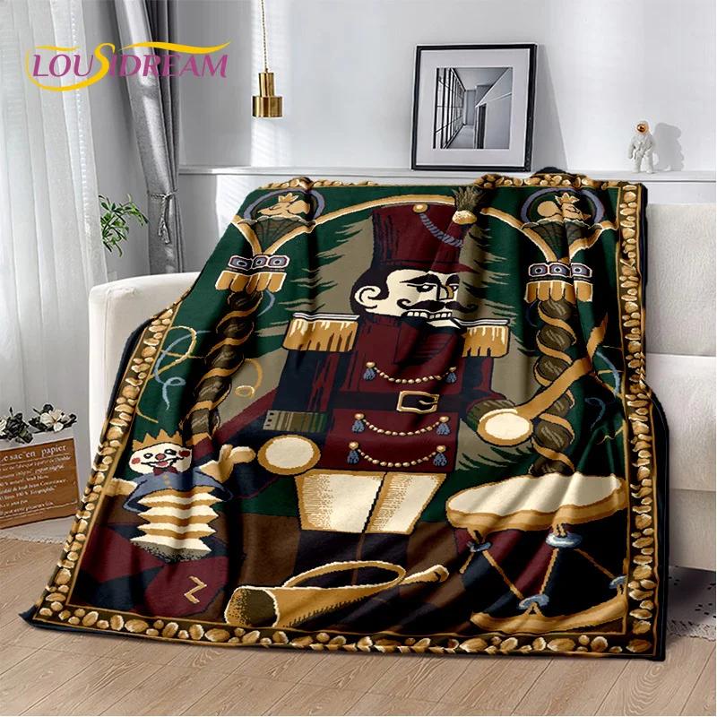 Nutcracker Christmas Tree Cartoon Fairy Tales Blanket,Soft Throw Blanket for Home Bedroom Bed Sofa Picnic Travel Cover Girl Gift