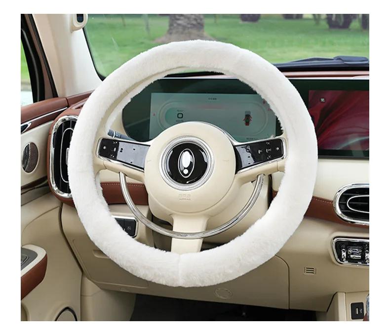 

Плюшевая теплая накидка на руль из искусственного кроличьего меха, нескользящая зимняя накидка на руль, товары для интерьера автомобиля