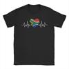 South Africa Flag Heartbeat TShirt Unisex Vintage Pure Cotton Tees Crewneck Short Sleeve T Shirts Summer Clothes