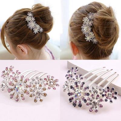 Hair Accessories Ornaments Jewelry Metal Plated Headband Crystal Flowers Hair Comb