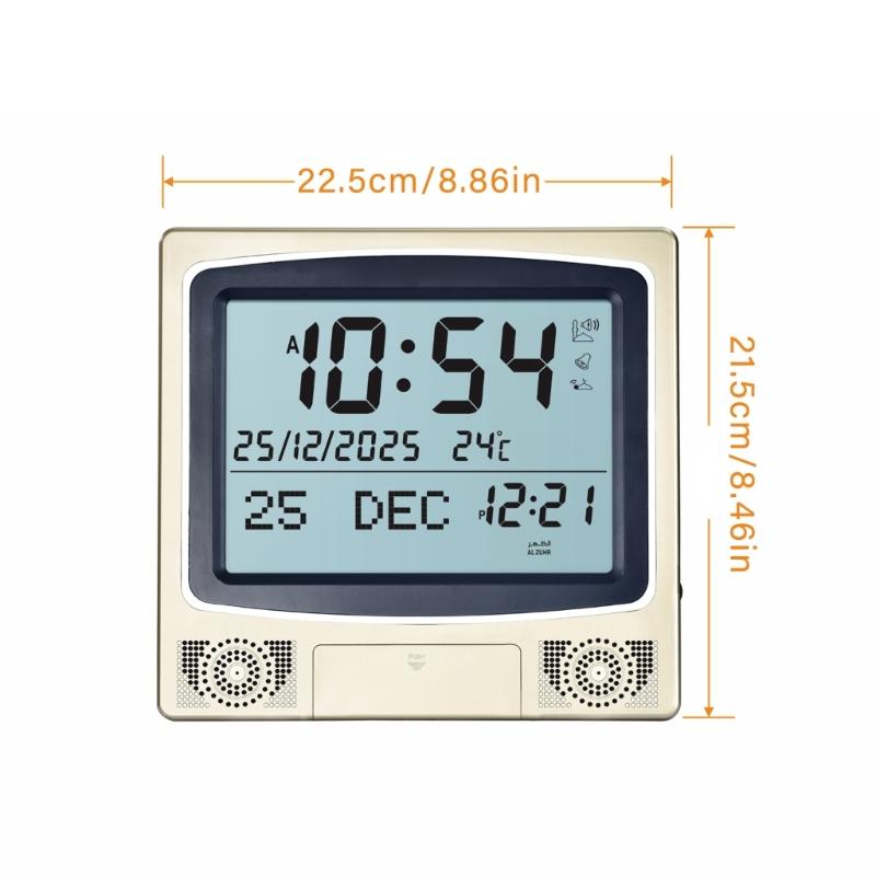 Wall Desktop Placement Prayer Digital LED Azan Clock with Temperature Monitor Calendar Multifunction Alarm Clocks