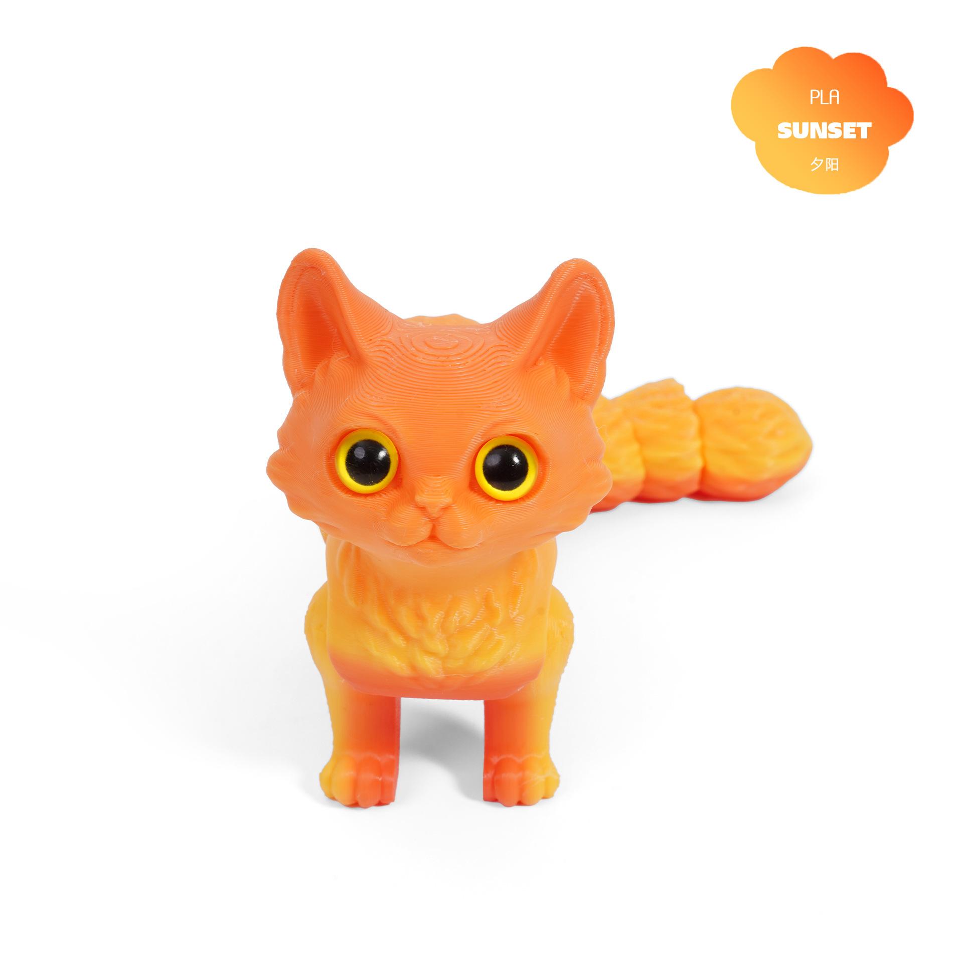 

3D-печатные милые кошки Фиджет-игрушки Хвост с подвижным суставом Кавайный котенок Декор для комнаты Декор для автомобиля Настольные украшения Подарки друзьям 12CM оранжевый