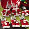 Držák na příbory - Párty dekorace - Vánoce - 6 sáčků - Polyester - Kostým Santa Clause