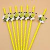 100Pcs Sweet Bee Theme Disposable Paper Straws Bar Drinking Straw Tableware for Kids Birthday Baby Shower Party Decorations