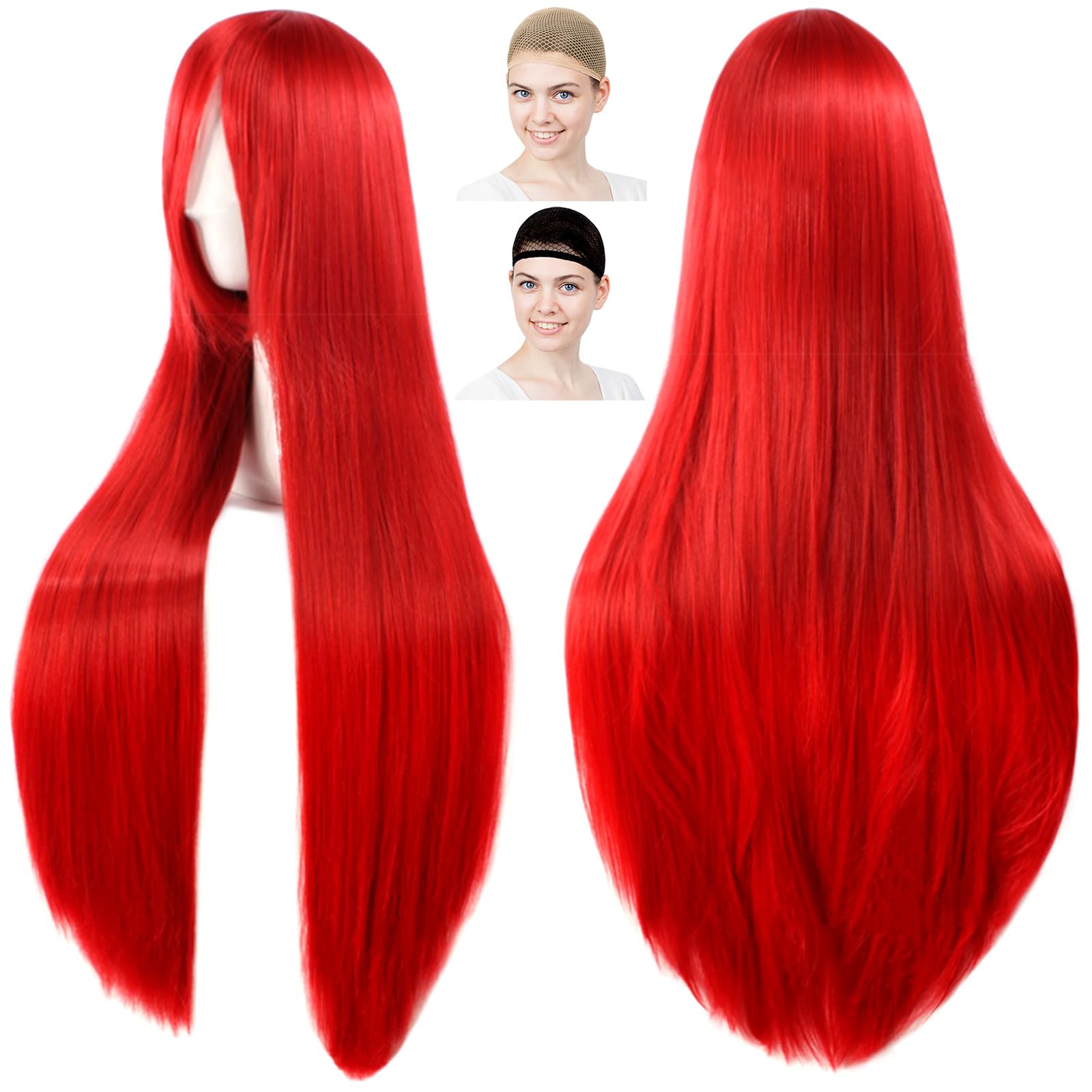 

CaseEden Косплей-парик, Премиум, Гладкий, Прямой, Длинный, 100 см, Красный, WIG6195