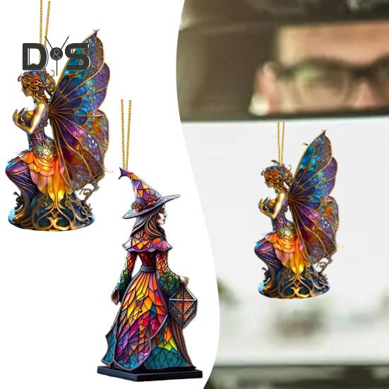 

Хэллоуин ведьма висячий орнамент прозрачный принт яркий автомобильный кулон для вечеринок дома с привидениями и декор автомобиля