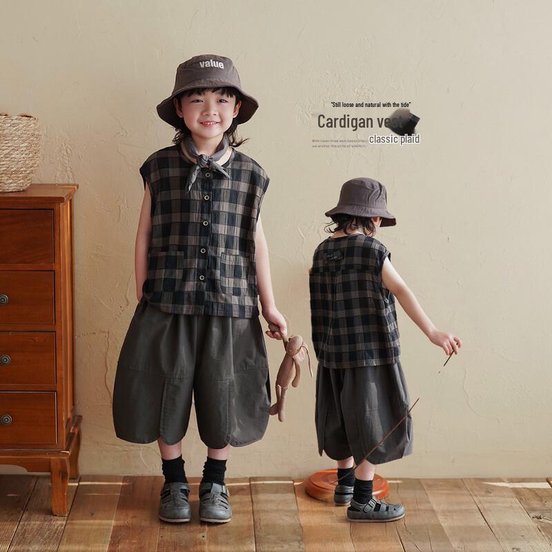 Boys  Pure Cotton Plaid Summer Vest 90
