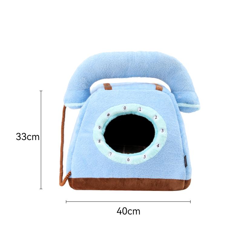

Vintage Telephone Cat House Winter Warm Closed Cave Bed Removable Washable Cotton PP Filling Pet Bed