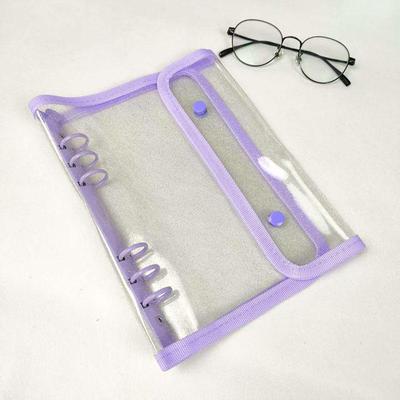A5 6-Ring Transparente PVC-Mappe mit Randumwickeltem Design Doppel-Druckknopfverschluss - Klarer Notizbuch-Organizer für Papierdokumente Planer-Schutz