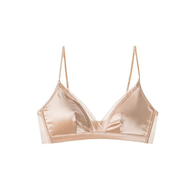 Breathable French Triangle Cup Mulberry Silk Underwear for Women - Satin Thin Section for Small Chest