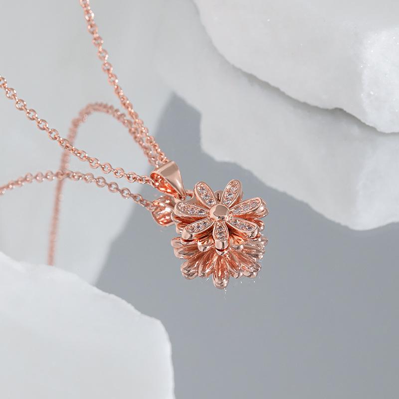 

Ожерелье-лепесток своими руками, оригинальный дизайн с бриллиантами, вращающееся ожерелье с пятью лепестками в виде маленькой ромашки