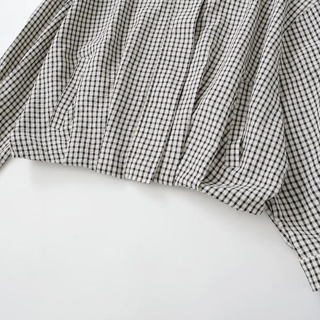 European and American Style, New Women's Clothing, Long-sleeved Stand-up Collar Plaid Flight Jacket Jacket 3046210
