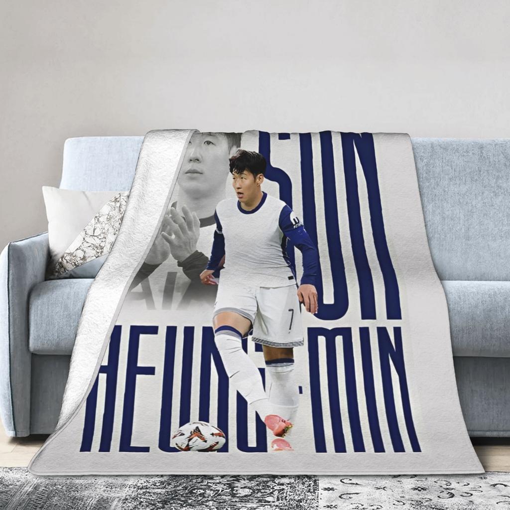 Son Heung-Min Soccer Football Fleece Throw Blankets Number 7 Blanket for Home Bedroom Lightweight Bedroom Quilt