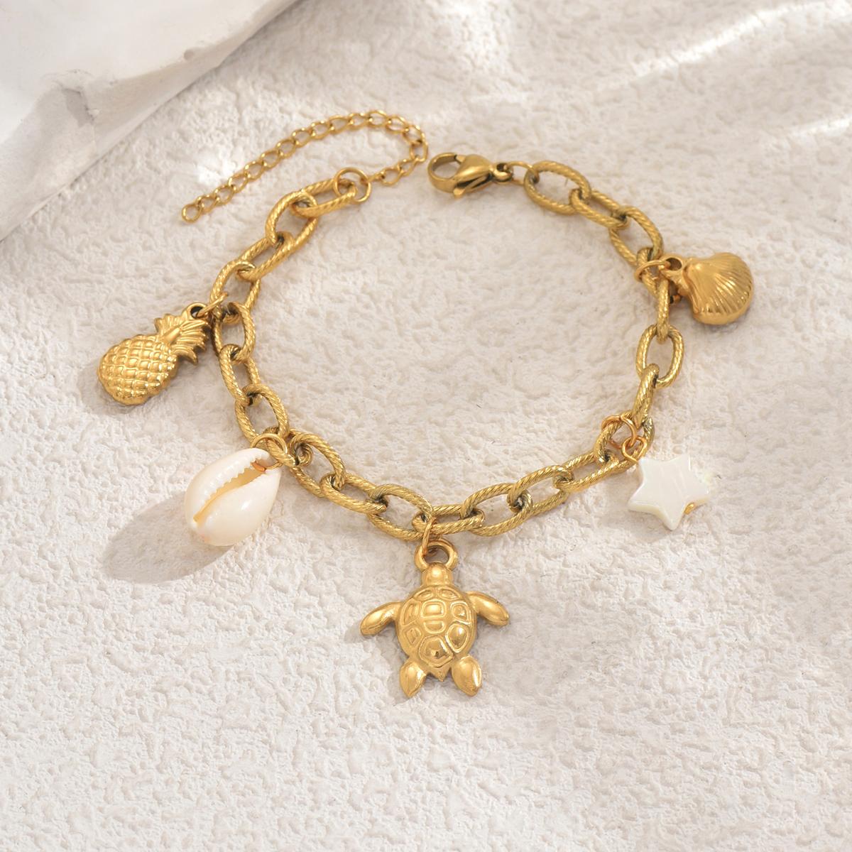 Chic Shell/Conch/Sea Turtle/Starfish Charm Bracelet Playful Gold Color Chain Ocean Element Bracelet Women s Beach Party Jewelry