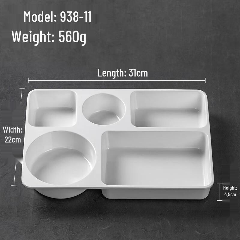Five-Compartment Melamine Divided Plate with Lid