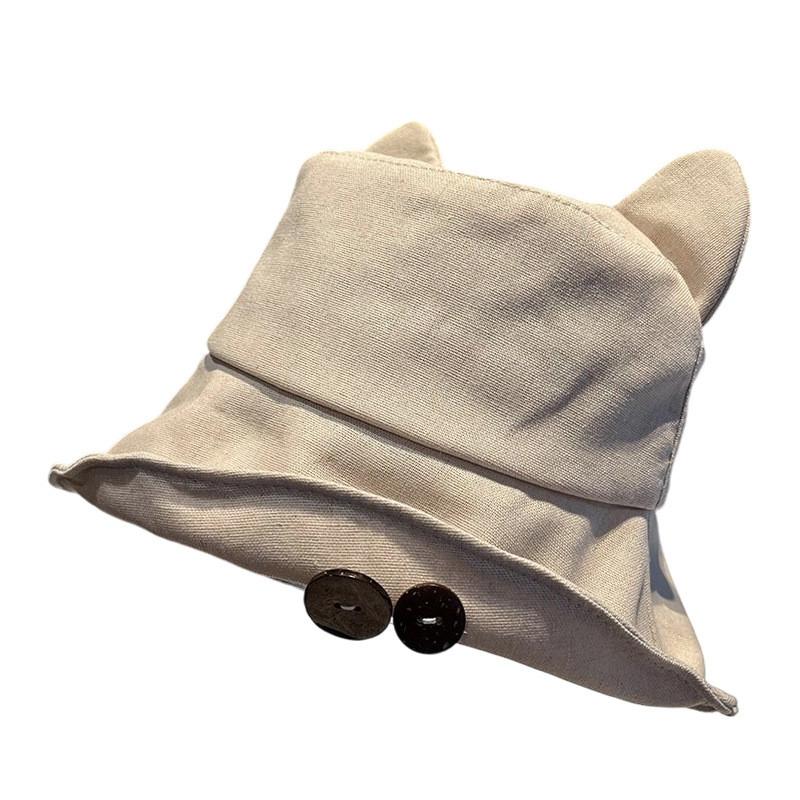 Summer Cat Ear Fisherman Hat With Sun Protection Adjustable Wide Brim For Casual Women