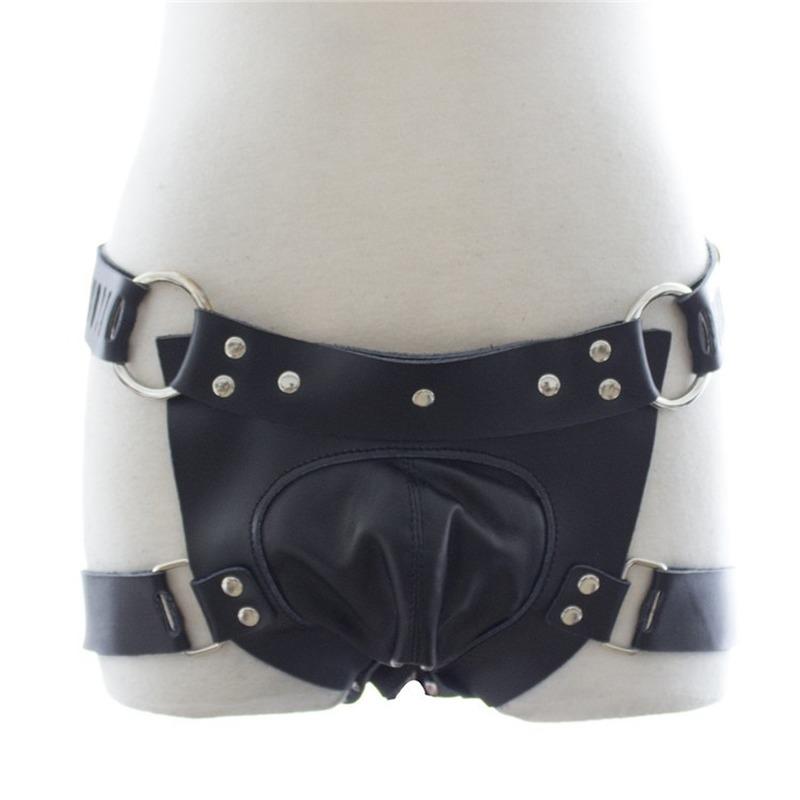 BDSM Bondage Sexy Costume Sex Toys Slave Training Leather Sub Lock Underwear Chastity Pants
