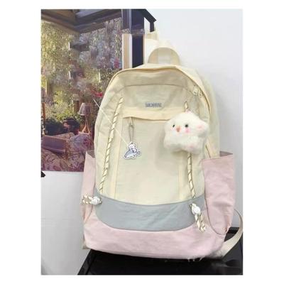Korean Ins Contrasting Color Splicing Backpack Women's Lightweight and Versatile Junior High School Student High School Student Schoolbag Large-capaci