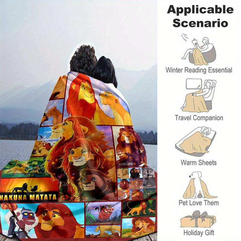 1pc. Cartoon Lion King Print Blanket, Home Decor Gift for All Seasons, Soft and Cozy Throw Blanket, Perfect for Couch, Bed or Car, Ideal Pre