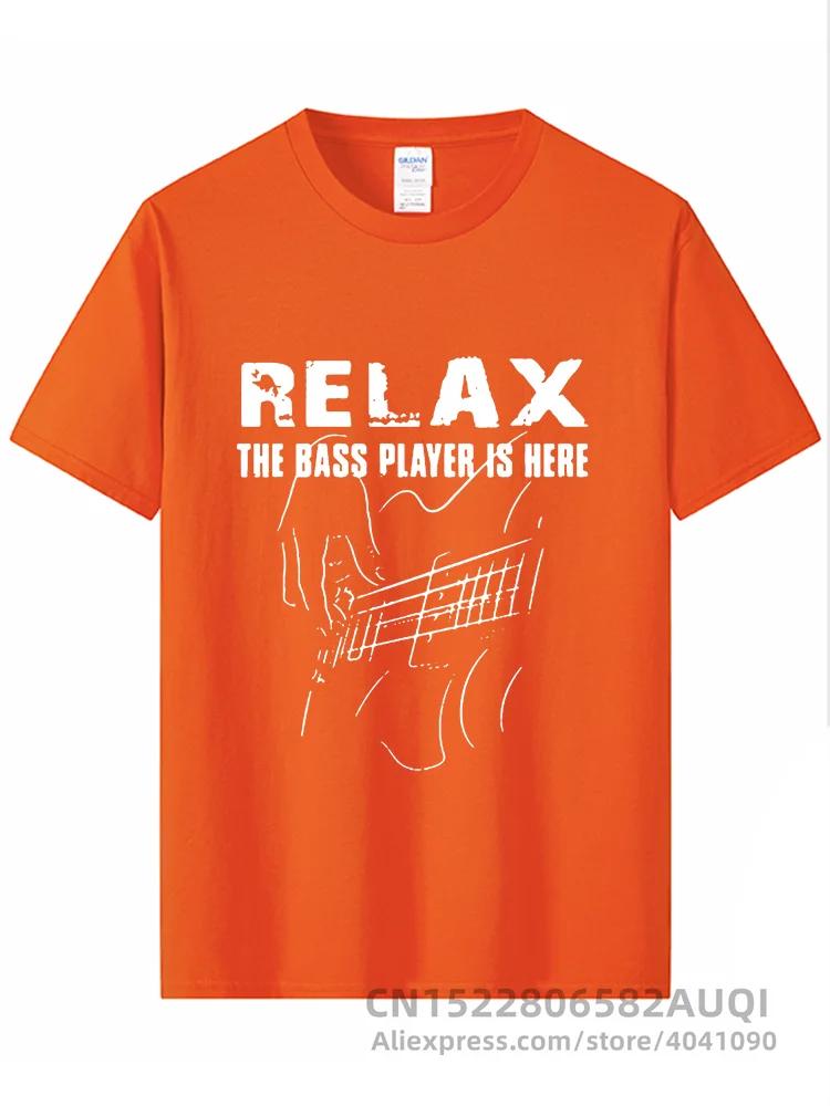 Electric Guitar Nevan Music Tshirt Relax The Bass Player Is Here 100% Cotton Fashionable Black T Shirt Summer Popular Tees