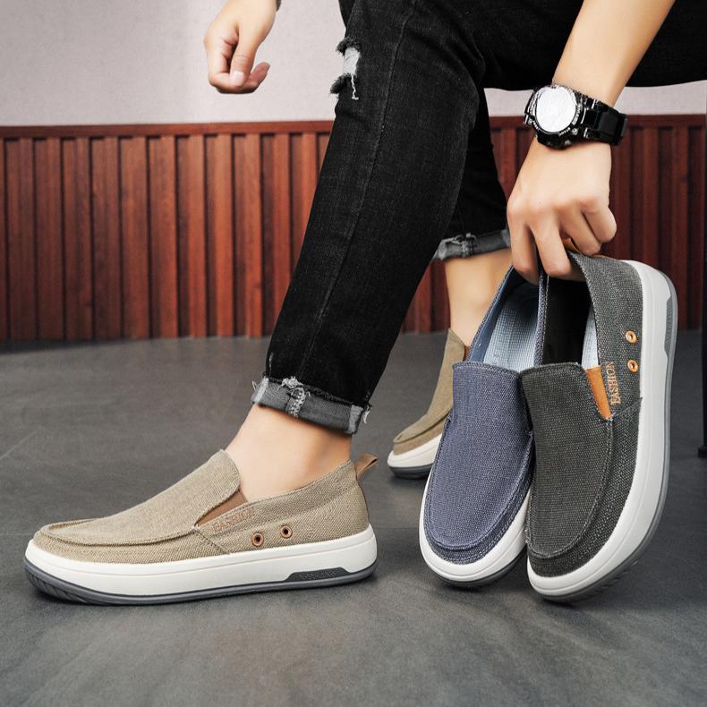 Herr Canvas Skor Slip-on Loafers Andningsbara Sneakers Herr Bekväma Casual Herrskor Lätta Flats Herr Promenad