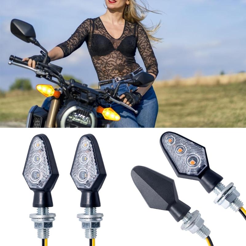 Motorcycle LED Blinkers Signal Lamps with 25cm Wiring, Easy Installation, 30000 Hours Lifespans, for ATVs and Motorbikes