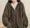 Korean Autumn/Winter Hooded Drawstring Loose Fit Sweater Jacket