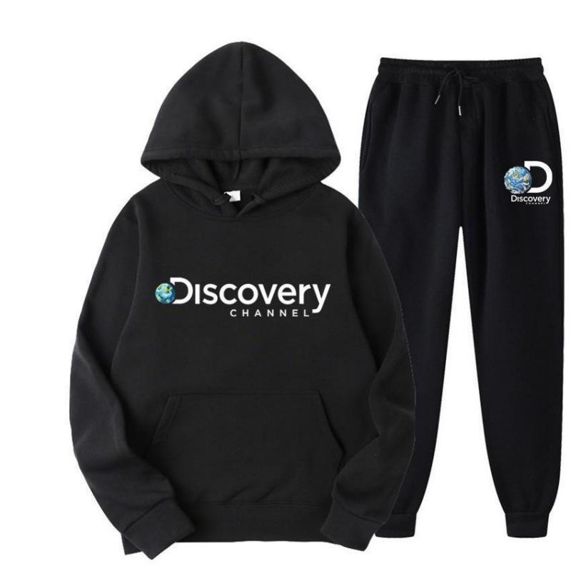 2023 new casual print, letter print men s and women s casual autumn and winter sweater hoodie sports suit S чёрный