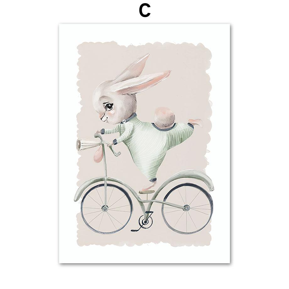 Lustiger Bär Hase Babybuch Ballon Kinderzimmer Poster Cartoon Wandkunst Druck Leinwandmalerei Baby Kinderzimmer Heimdekoration Bild