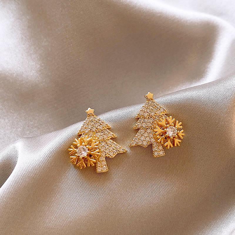 2025 Rotatable Snowflake Christmas Tree Stud Earrings - Women's Luxury Unique Jewelry