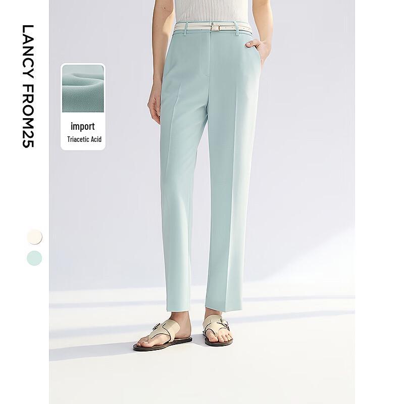 LANCY Triacetate Wide Leg Straight Suit Trousers XL