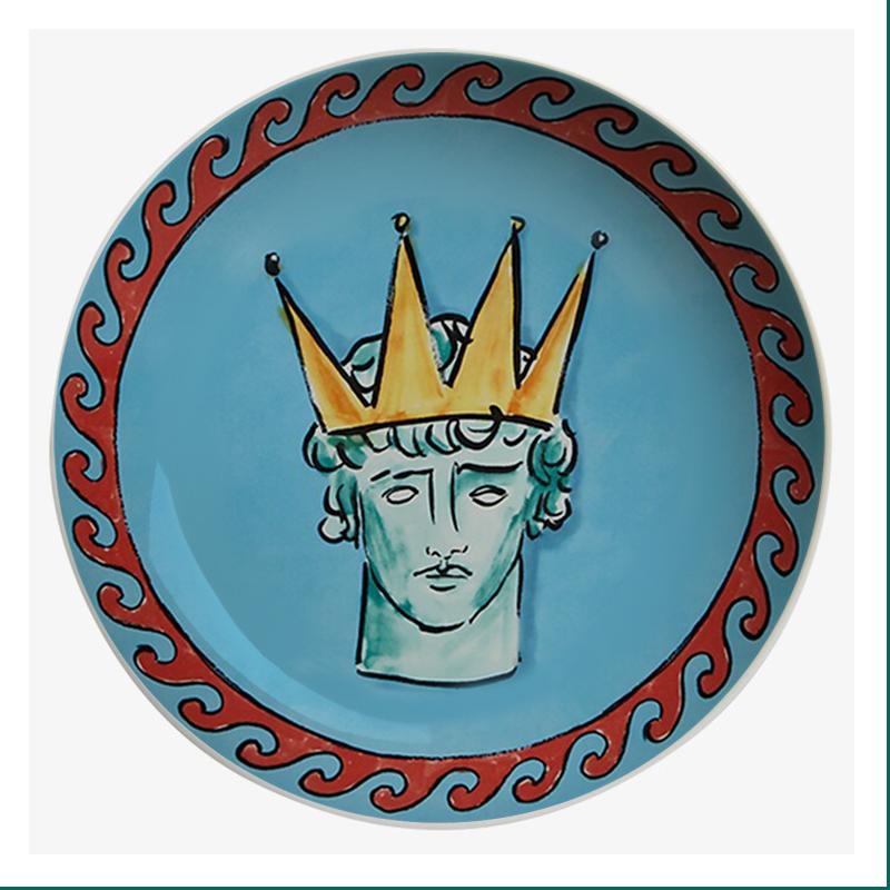 Italian Ginori 1735 Poseidon Tour Plate Ceramic Decorative Ornaments Dish Living Room Bedroom Background Wall Hanging Plate