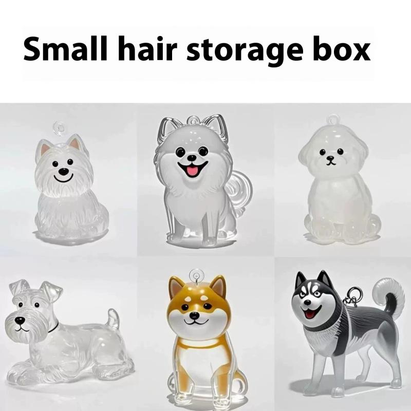 Cartoon Dog Shape Dog Hair Storage Box Hair Grooming Transparent Pet Hair Keychain Diy Handmade Acrylic Puppy Pendants Backpack