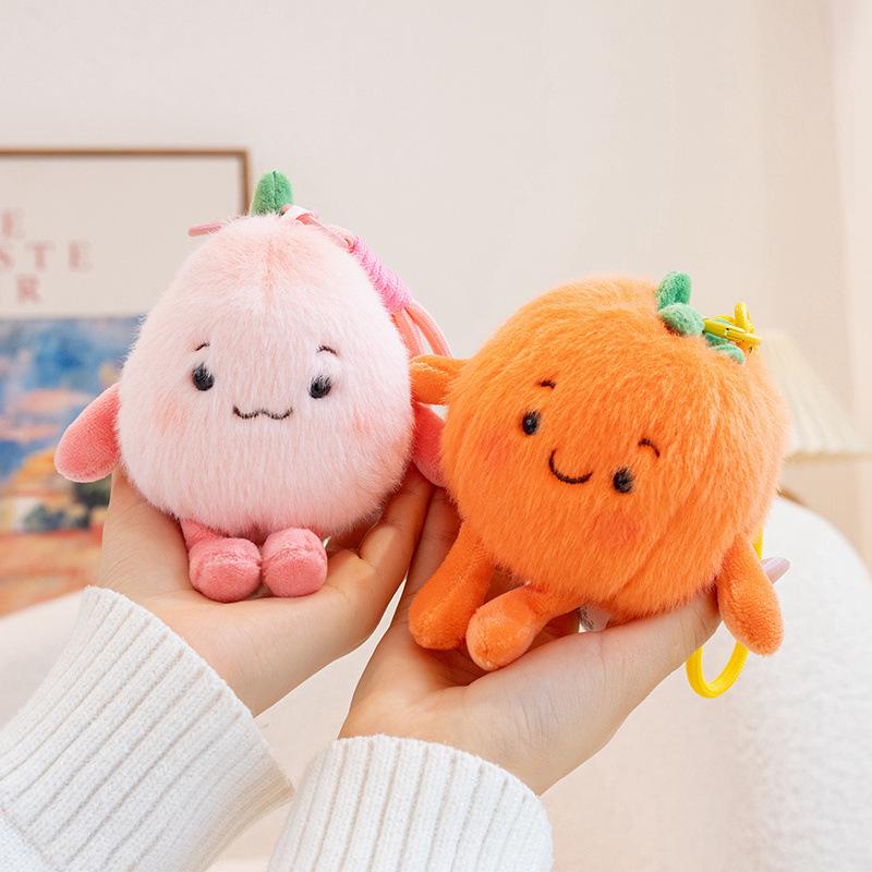 Cartoon Fruit Plush Beanbag Toy - Cute Mangosteen, Peach, Dragon Fruit, Persimmon Pendants - Ideal Gift for Women